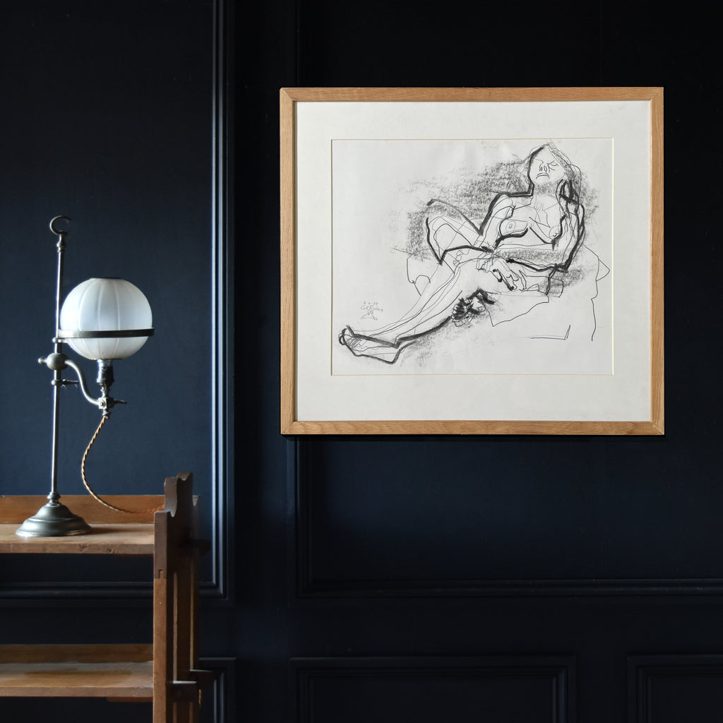 Interesting Reclining Nude. Pencil and Charcoal.