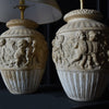 19th Century Italian Earthenware Putti Vase lamp. Pair Available
