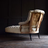 19th Century Ebonised French Buttoned Chaise Longue,  Upholstery Inclusive.