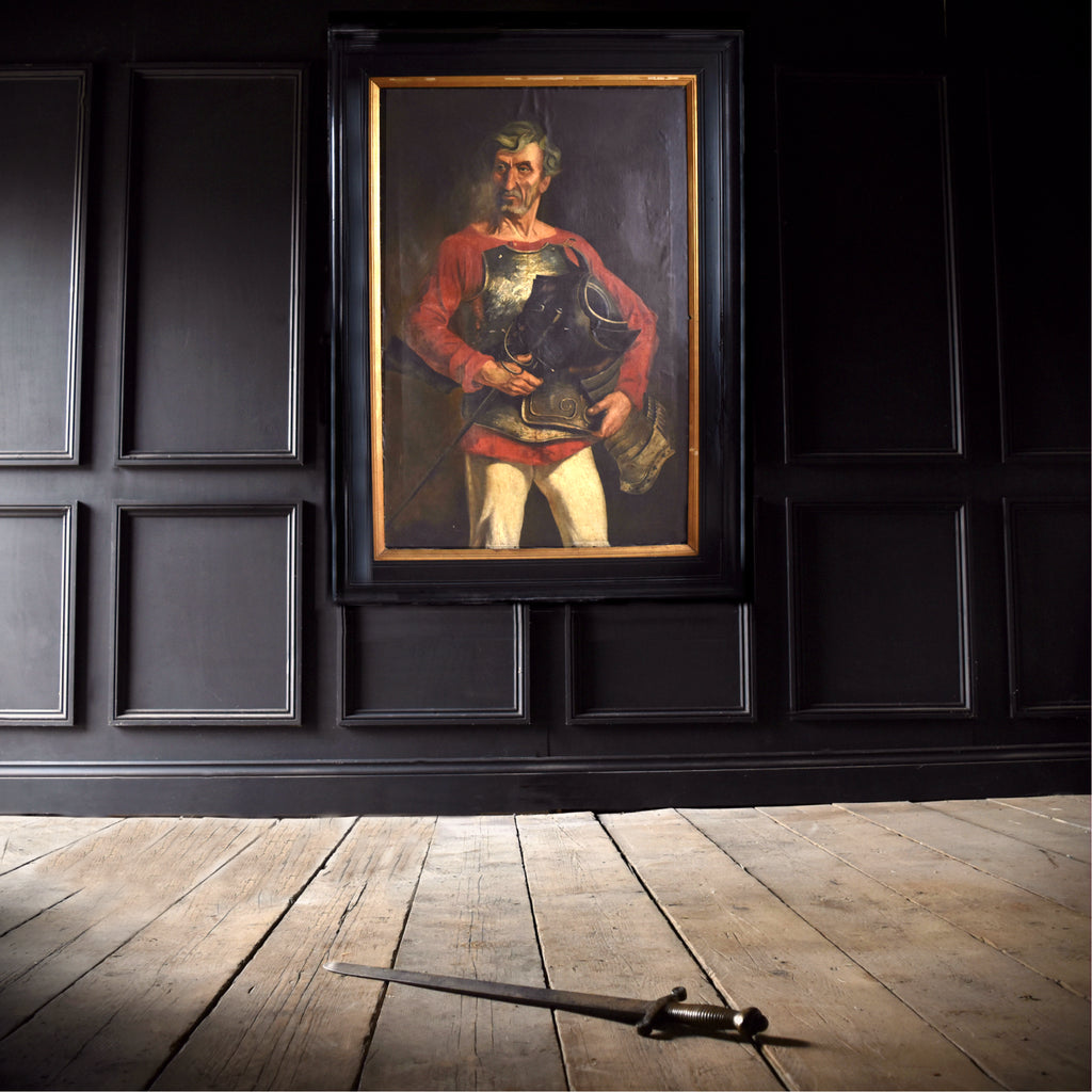 Impressive 19th Century Near Life-Size Painting of a French Knight.