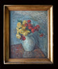 Charming 19th Century French Oil Painting of Flowers in Vase.