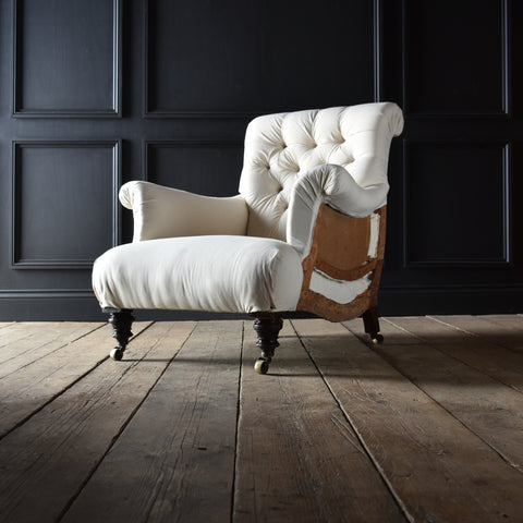 19th Century Howard Style Button Back Armchair. Inclusive of Upholstery