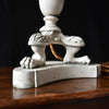 Painted bronze table lamp with Tripod Lion Paw Legs. Circa 1880