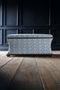 Sarcophagus Ottoman Chest Upholstered in H&S Ticking.