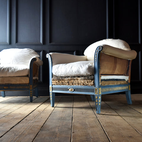 Pair Of Excellent French Painted Armchairs. Circa 1900.  Reupholstery Inclusive