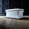 Sarcophagus Ottoman Chest Upholstered in H&S Ticking.