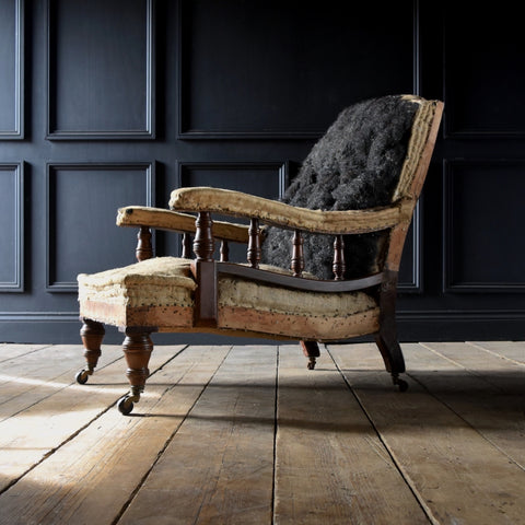 A Good English Button Back Open Armchair, Circa 1900.