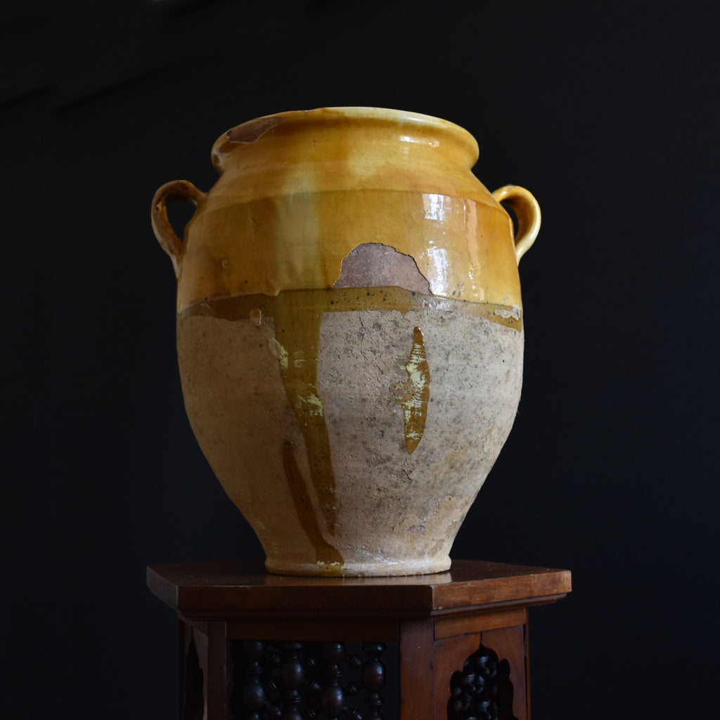 Large 19th Century French Provencal Glazed Confit Pot.