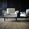 Pair of Scarce Napoleon III Pillow Arm Scroll Back Armchairs. France, 19th Century.