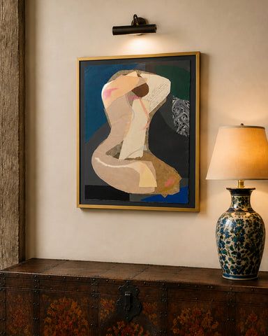 Mixed media collage of a Nude, Yasmin Brandolini D'Adda, (1929-2012)