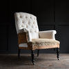 Elegant 19th Century Napoleon III Buttoned High Back Armchair. Upholstery Inclusive.