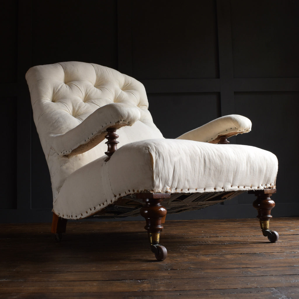A Good 19th Century English Library Armchair. Upholstery inclusive.