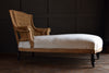 19th Century French Ebonised Chaise Longue. Upholstery inclusive.