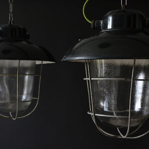 Salvaged Czech Industrial factory Lantern, Circa 1950