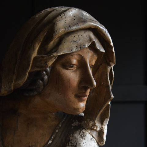 Intriguing 19th Century Plaster Bust of a Medieval Woman.