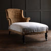 19th Century French Ebonised Chaise Longue. Upholstery inclusive.