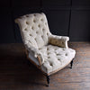 Excellent Pair of Napoleon III Fully buttoned Scrolled Back Armchairs. Upholstery Inclusive.