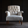 Pair of French Fruitwood Button back Armchairs. Upholstery Inclusive.