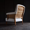 Pair of French Fruitwood Button back Armchairs. Upholstery Inclusive.