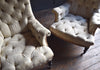 Excellent Pair of Napoleon III Fully buttoned Scrolled Back Armchairs. Upholstery Inclusive.