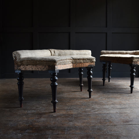 19th Century English Ebonised Bay Window Seats/Stools.
