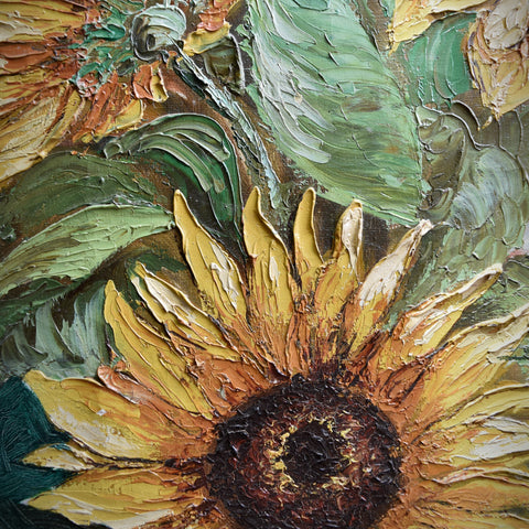 French Oil on Canvas Painting of Sunflowers. Circa 1920