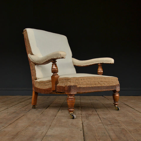 19th Century Walnut Library Armchair. Upholstery inclusive.