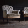 Excellent Pair of Ebonised Napoleon III Buttoned Armchairs. Upholstery Inclusive.