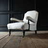 19th Century Ebonised English Library Open Armchair. Upholstery Inclusive