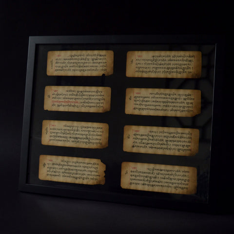 Six Framed 18th Century Tibetan Buddhist Prayer Manuscripts.