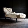 19th Century Ebonised French Buttoned Chaise Longue,  Upholstery Inclusive.