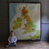 Large Mid 20th Century Pull Map of The British Isles.