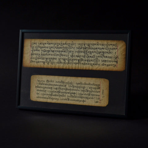 Two Framed 18th Century Tibetan Buddhist Prayer Manuscripts.