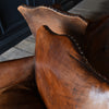 Pair Of French Deco Moustache Back Leather Armchairs.