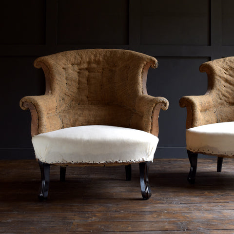 Pair of 19th Century French "Chapeau de Gendarme" Armchairs. Upholstery Inclusive.