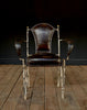 A Set of Six Excellent 1940's Italian Iron and Leather Stacking Arm Chairs