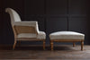 Napoleon III French Scroll Back Armchair with Matching Footstool. Upholstery Inclusive.