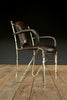 A Set of Six Excellent 1940's Italian Iron and Leather Stacking Arm Chairs