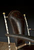A Set of Six Excellent 1940's Italian Iron and Leather Stacking Arm Chairs