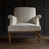 Napoleon III French Scroll Back Armchair with Matching Footstool. Upholstery Inclusive.