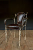 A Set of Six Excellent 1940's Italian Iron and Leather Stacking Arm Chairs