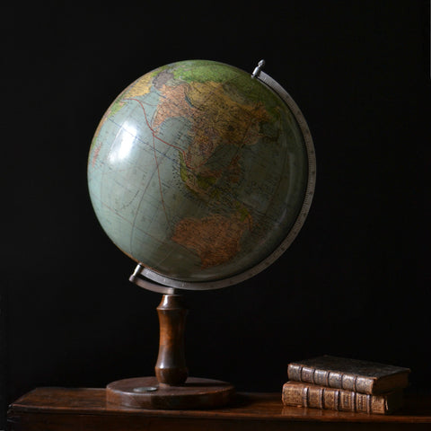 Wonderful German Terrestrial Table Globe 1939 Showing Zeppelin Routes.