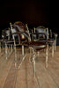 A Set of Six Excellent 1940's Italian Iron and Leather Stacking Arm Chairs