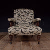 19th Century Button Back Oak Library Armchair - Moth