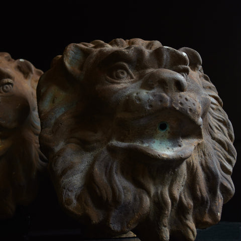 A Pair of Mounted Early 20th Century Decorative Lion Fountain Masks.