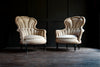 A Pair of Exceptional 19th century French Scalloped Back Armchairs, Upholstery inclusive.