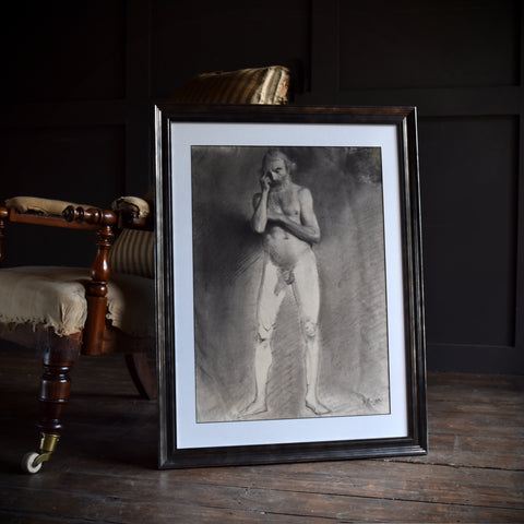 19th Century French Study Graphite Drawing of a Nude.