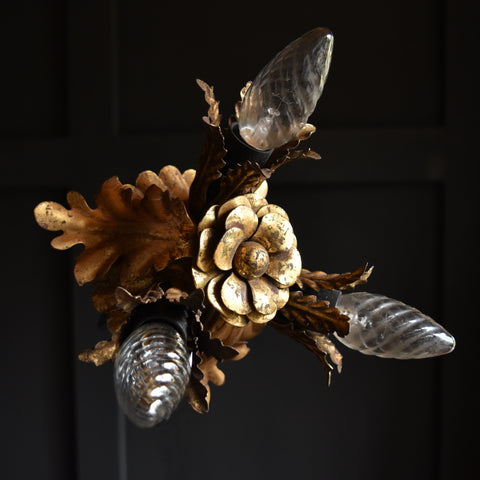 Stunning Mid Century Italian Florentine Tole Wall or Ceiling Light by Banci Firenze. Three light.