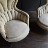 A Pair of Exceptional 19th century French Scalloped Back Armchairs, Upholstery inclusive.