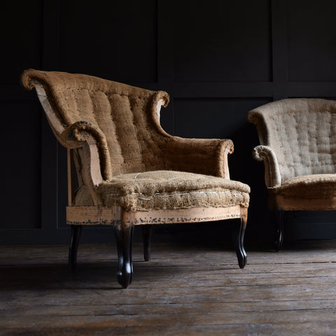 Pair of 19th Century French "Chapeau de Gendarme" Armchairs. Upholstery Inclusive.